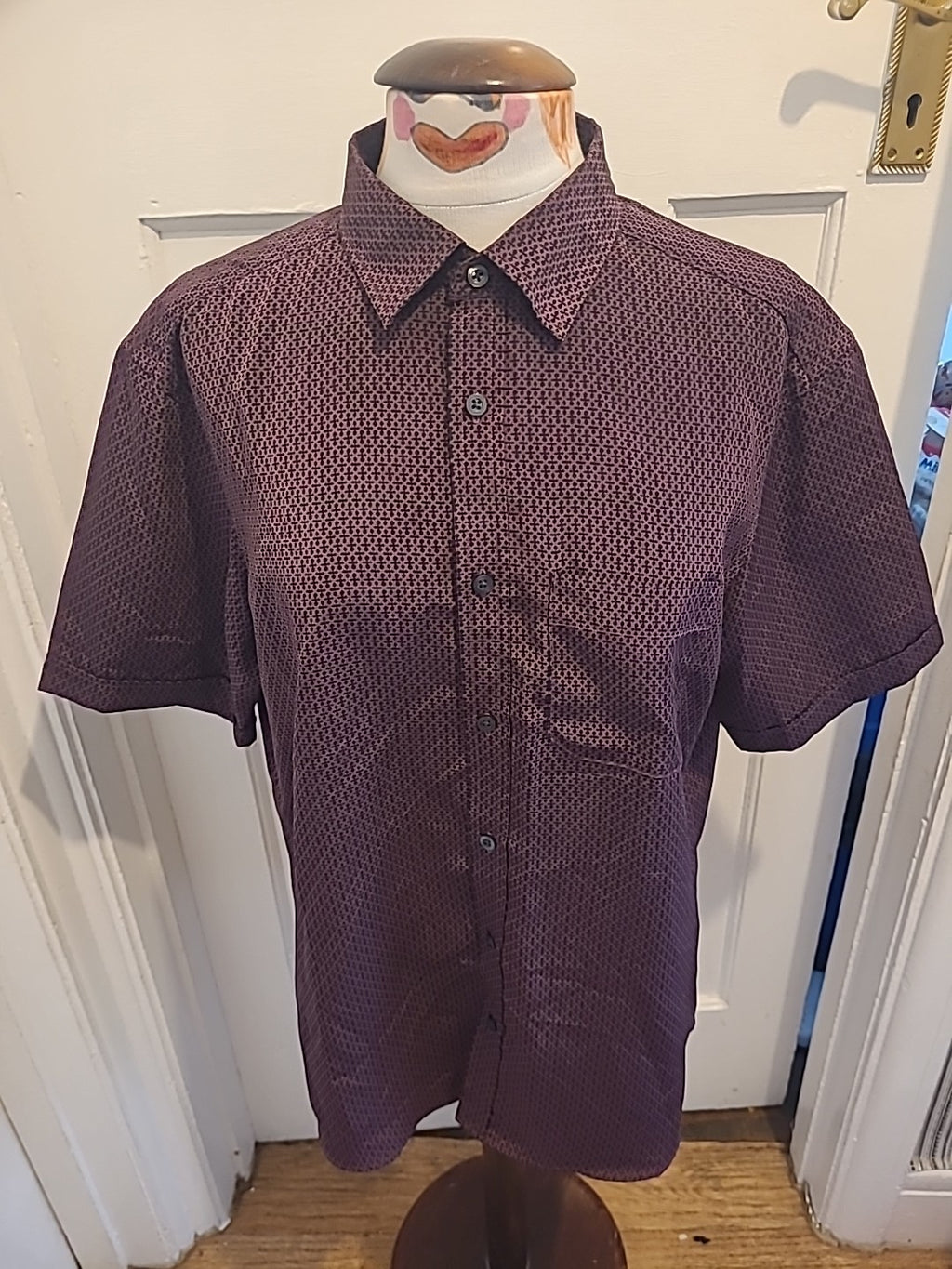 Mens Marks And Spencer Size Medium Purple Black Detailed Regular Fit Easy...