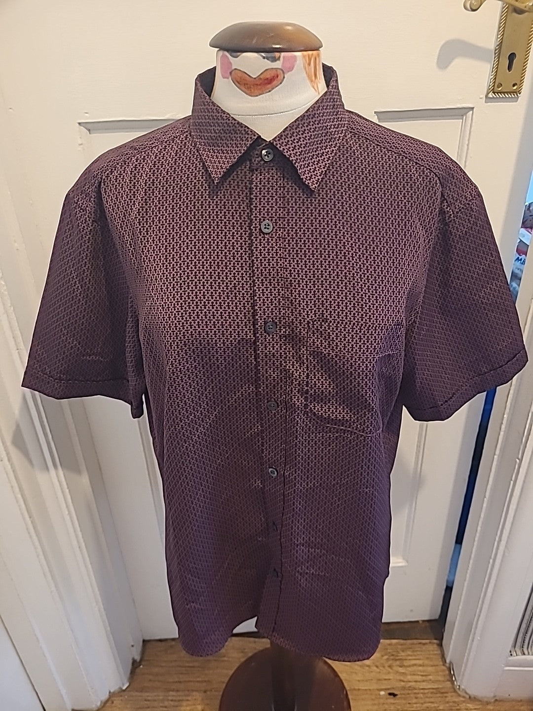 Mens Marks And Spencer Size Medium Purple Black Detailed Regular Fit Easy...