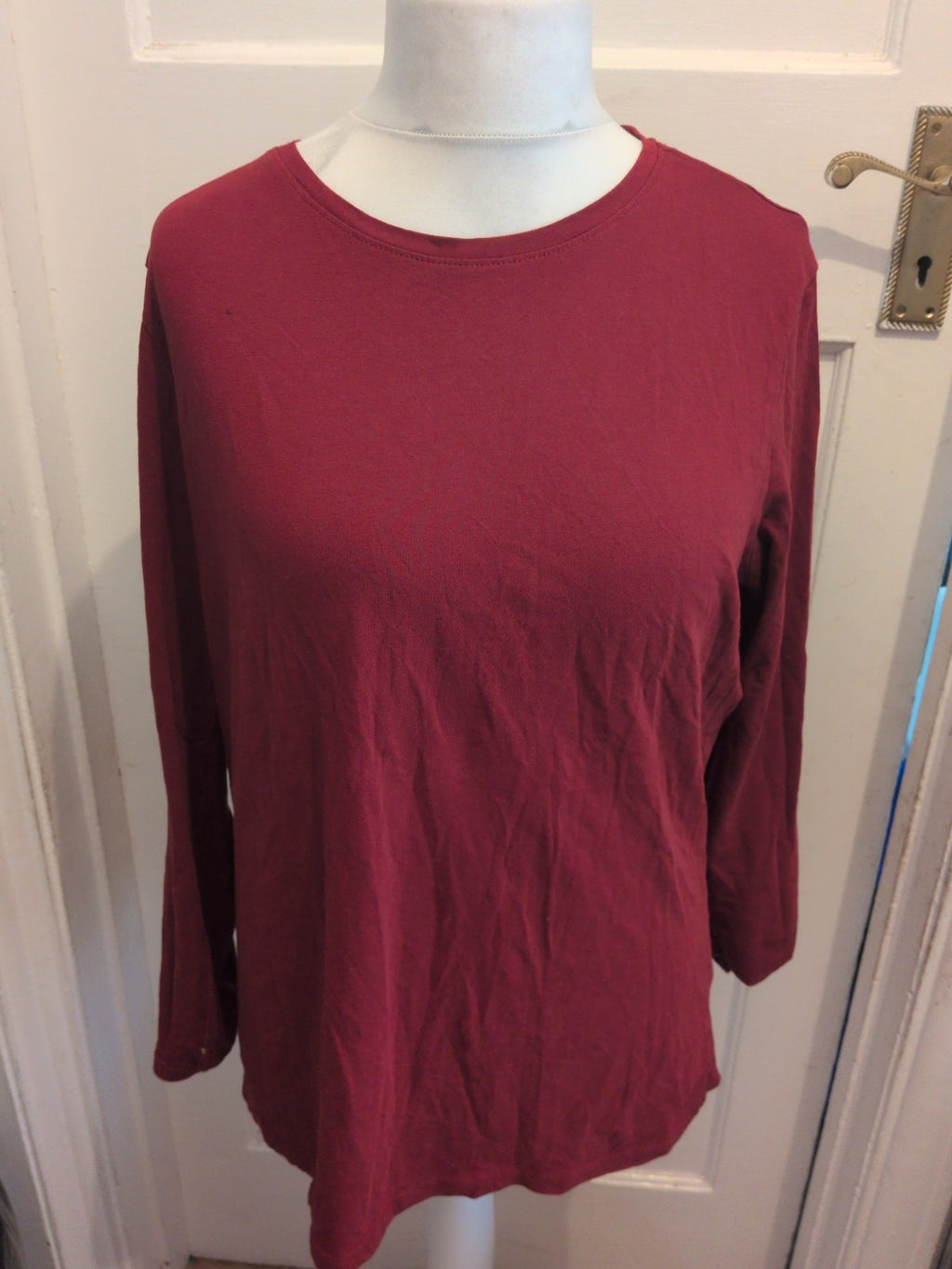 Ladies Primark Size 2XL Red Long Sleeve T-shirt Stretch Crew