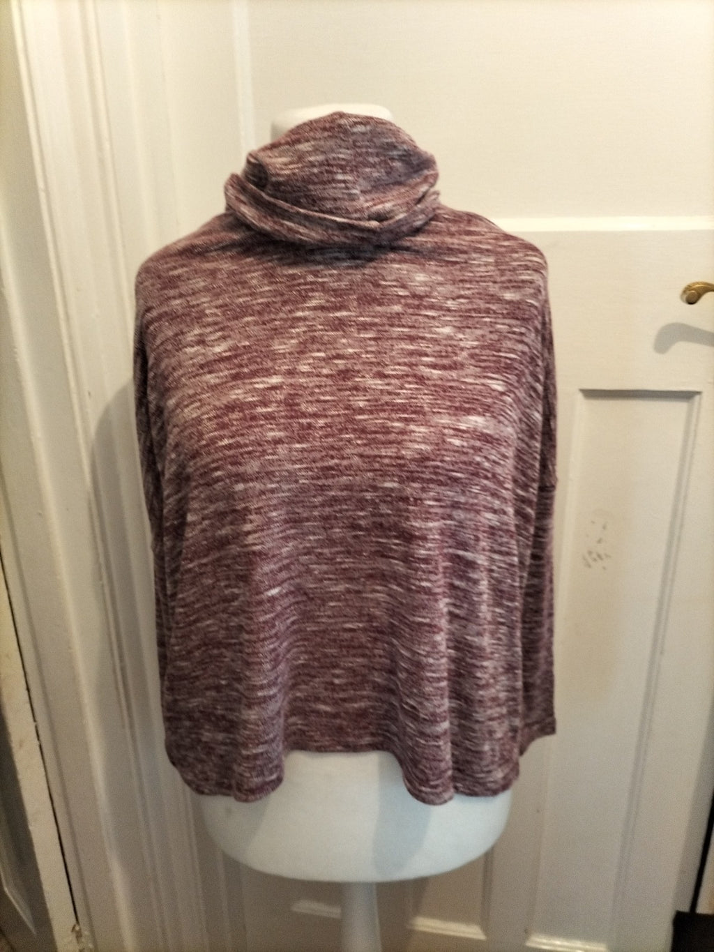 Ladies Primark Size Small (6-8) Purple And White Fleck Roll Neck Jumper