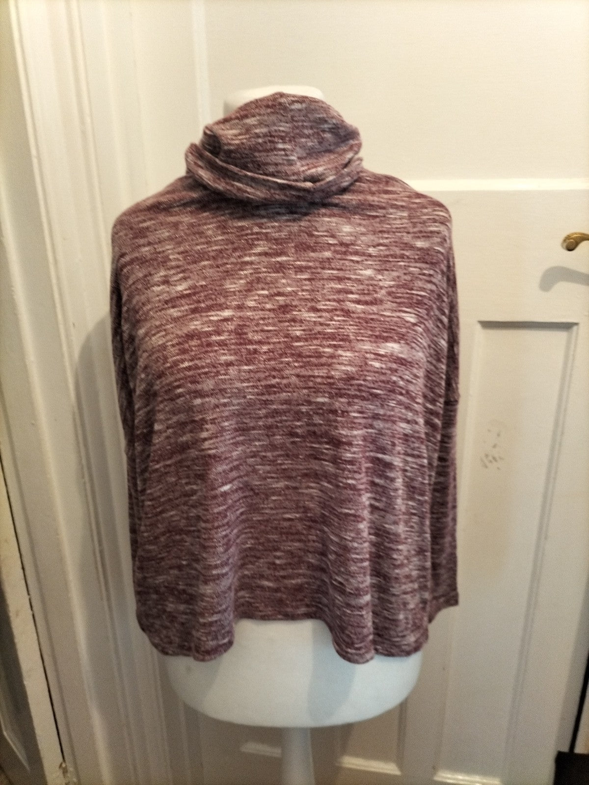 Ladies Primark Size Small (6-8) Purple And White Fleck Roll Neck Jumper