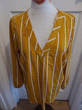 Ladies Papaya Size 16 Mustard White Long Sleeved Blouse
