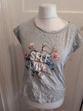 F&F 8 Grey Floral Self Love Short Sleeve T-shirt