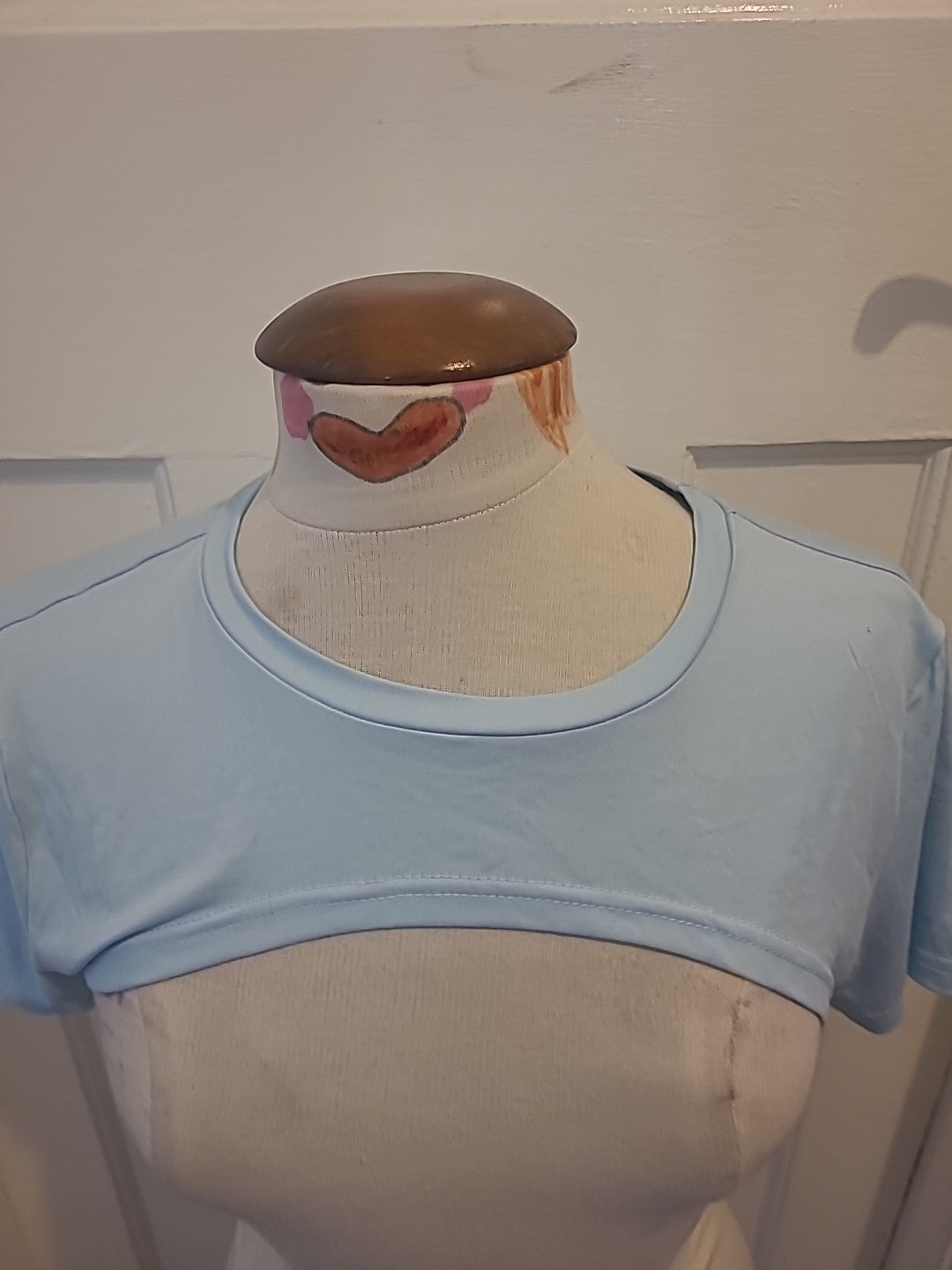 Ladies Shein Size Large Baby Blue Short Sleeve Cropped Cardigan