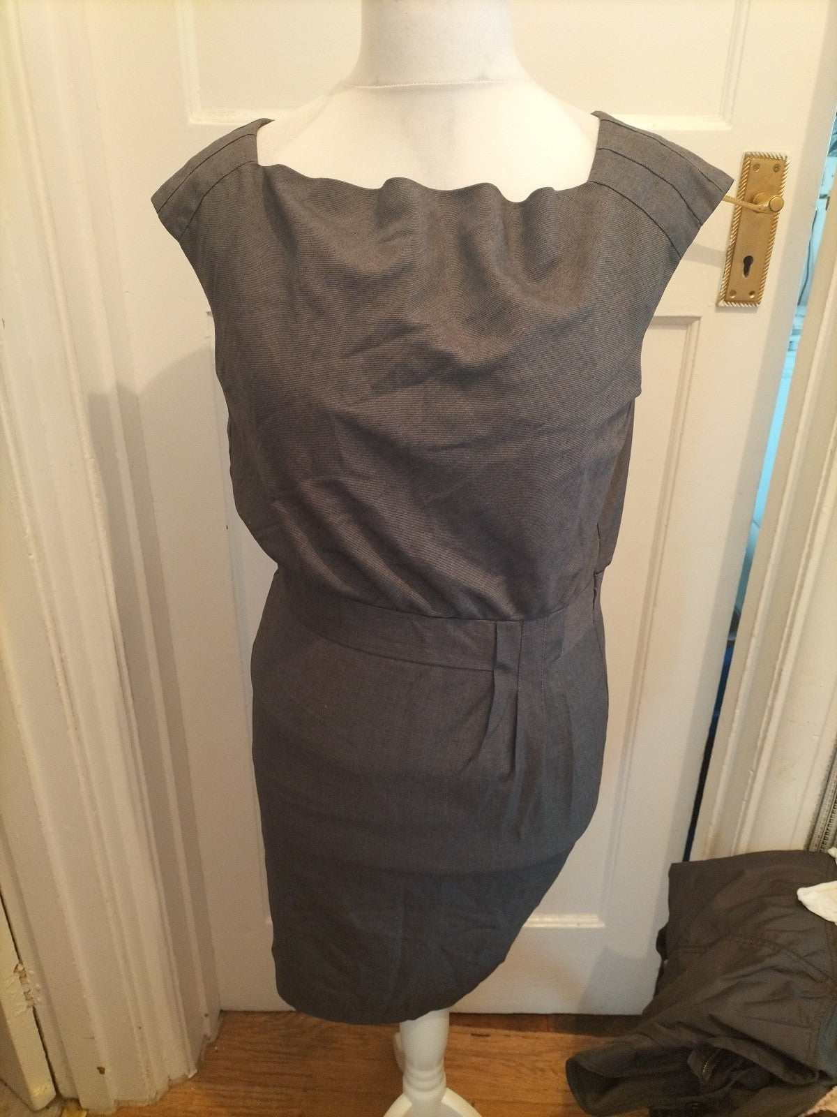 Ladies Next Size 10 Grey Lined Sleeveless Dress