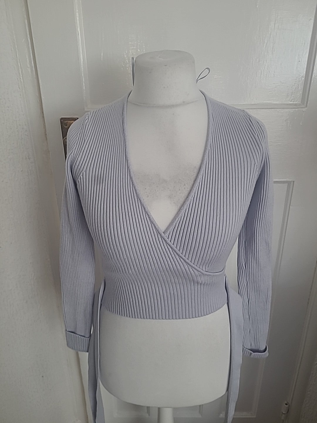 Zara Small Pale Bluey Lilac Ribbed Top