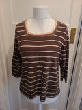 Ladies Dash Size 20 Brown And Beige Striped Tshirt