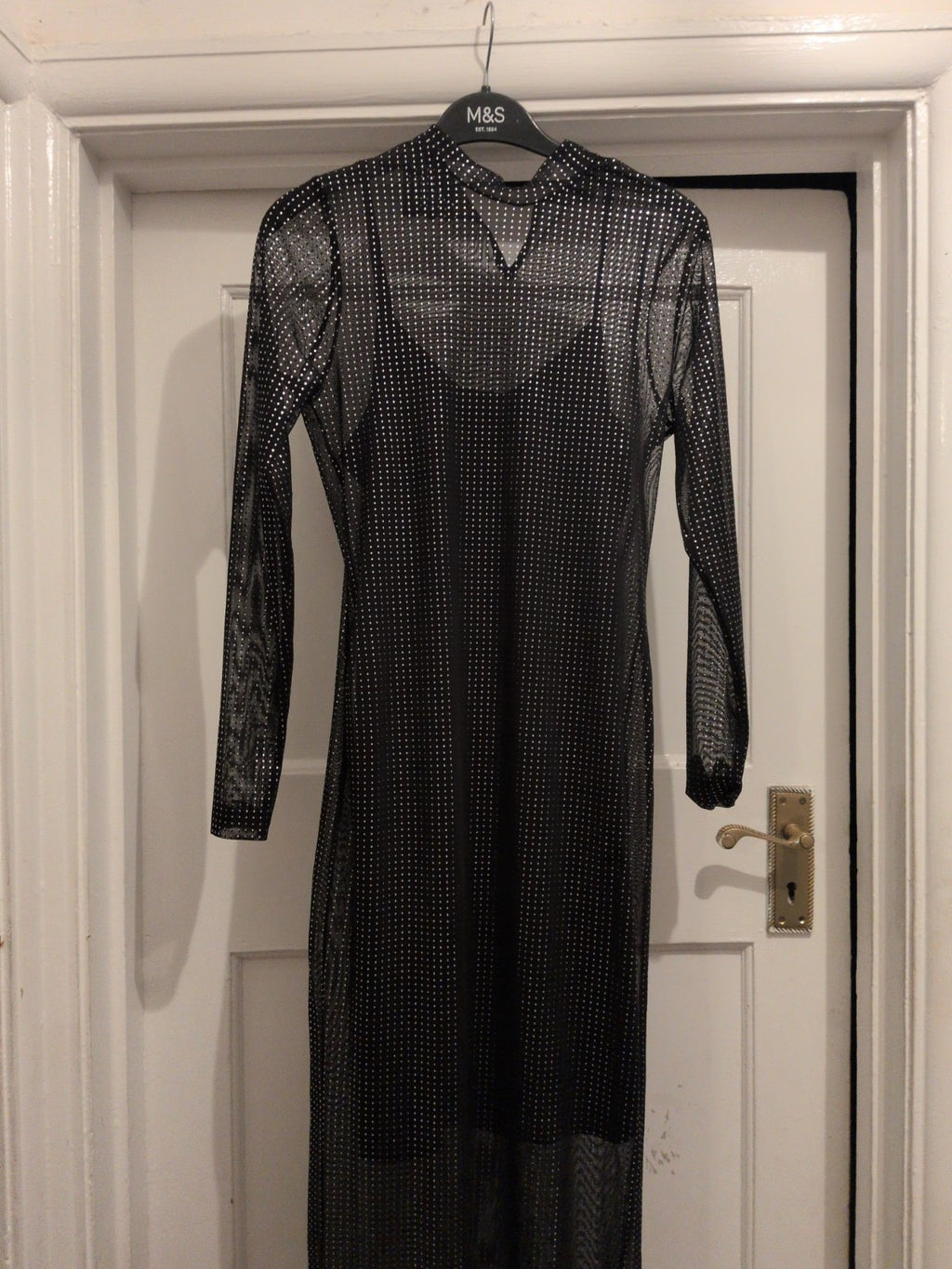 F&F 6 Black And Silver Short Sleeve Long Length Dress