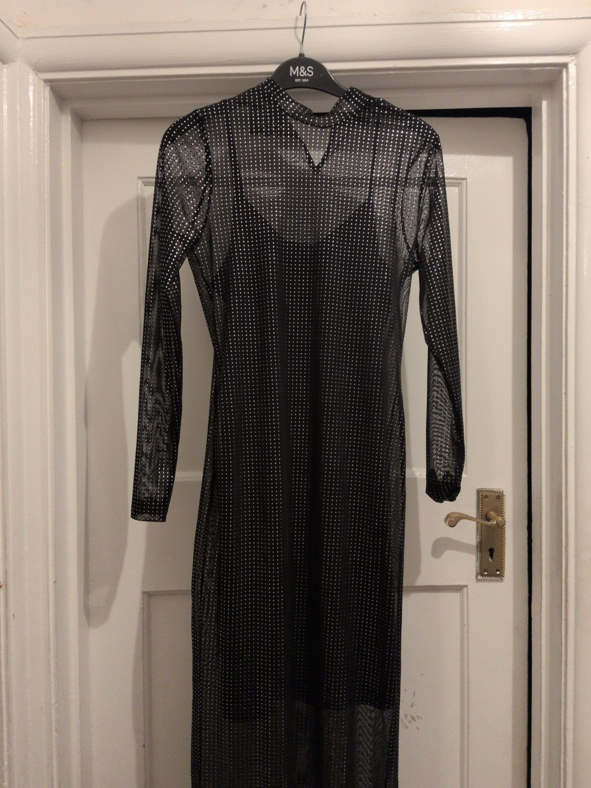 F&F 6 Black And Silver Short Sleeve Long Length Dress