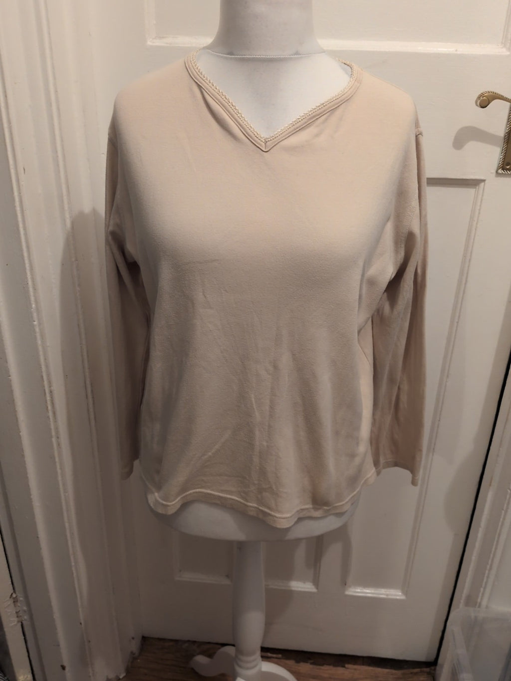 100% Cotton Pale Beige Long Sleeve T-shirt