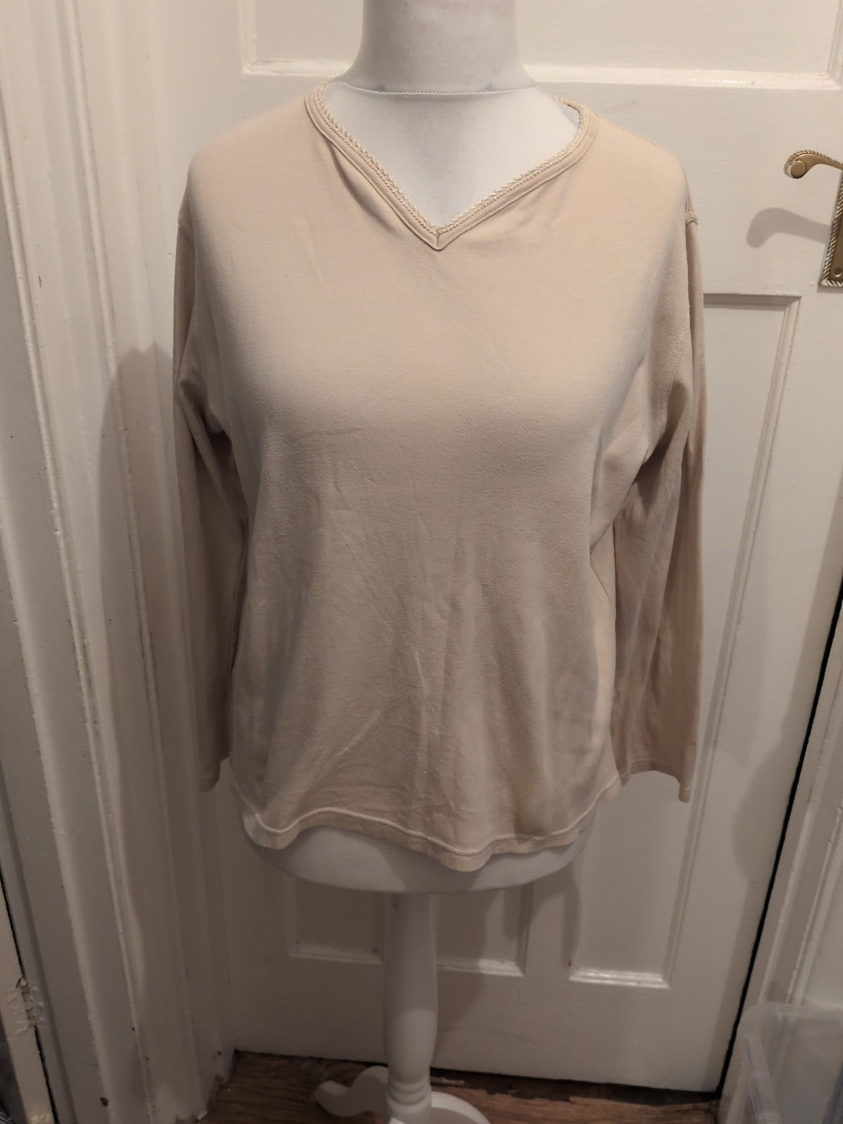 100% Cotton Pale Beige Long Sleeve T-shirt