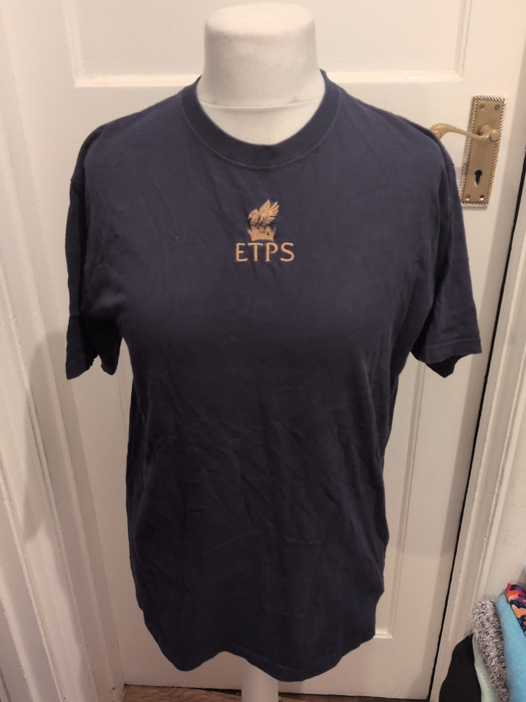 Mens Russell Size M Navy ETPS Navy Short Sleeved T-shirt