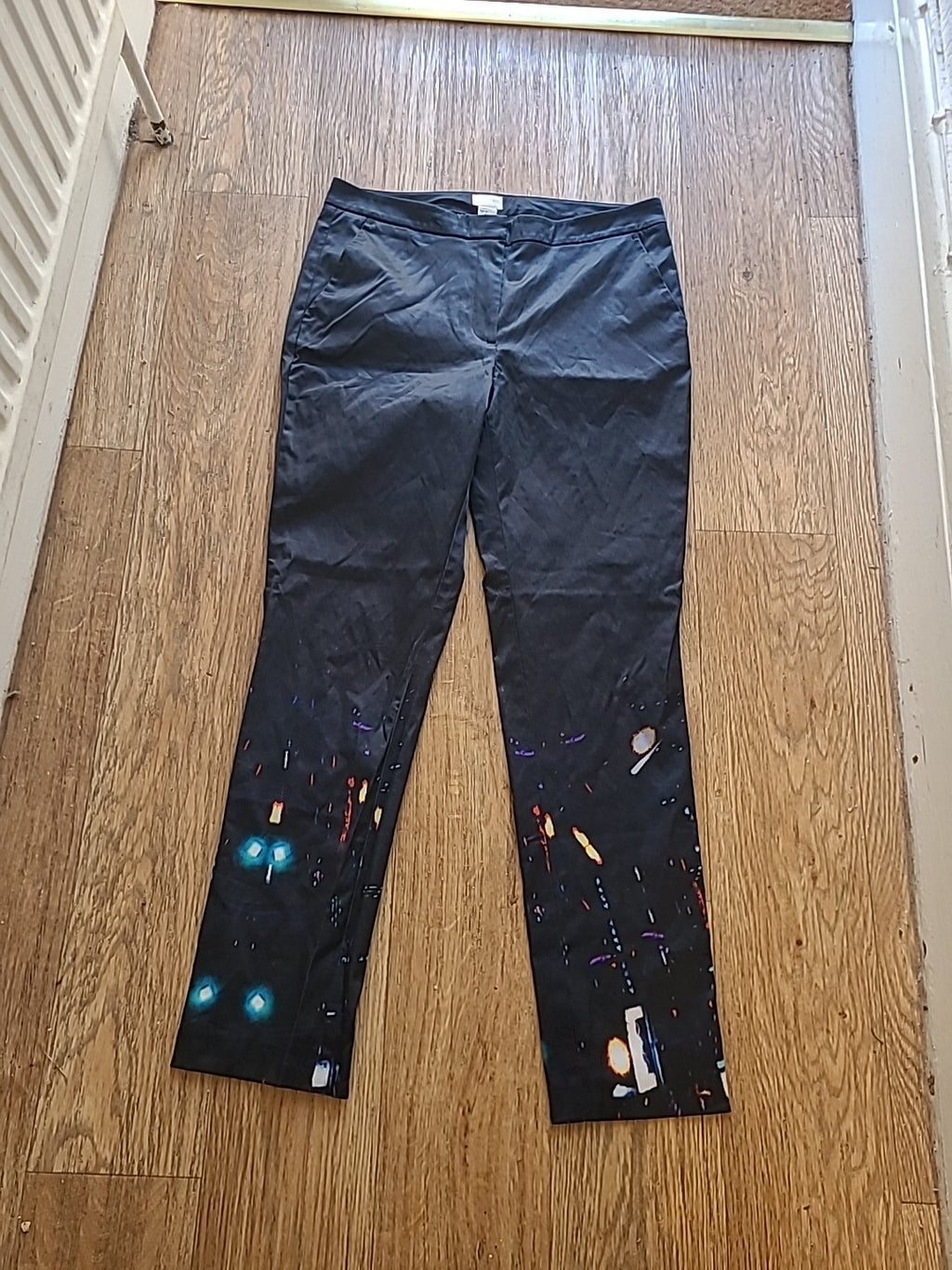 Ladies H+M Size 8-10 Black Detailed Trousers