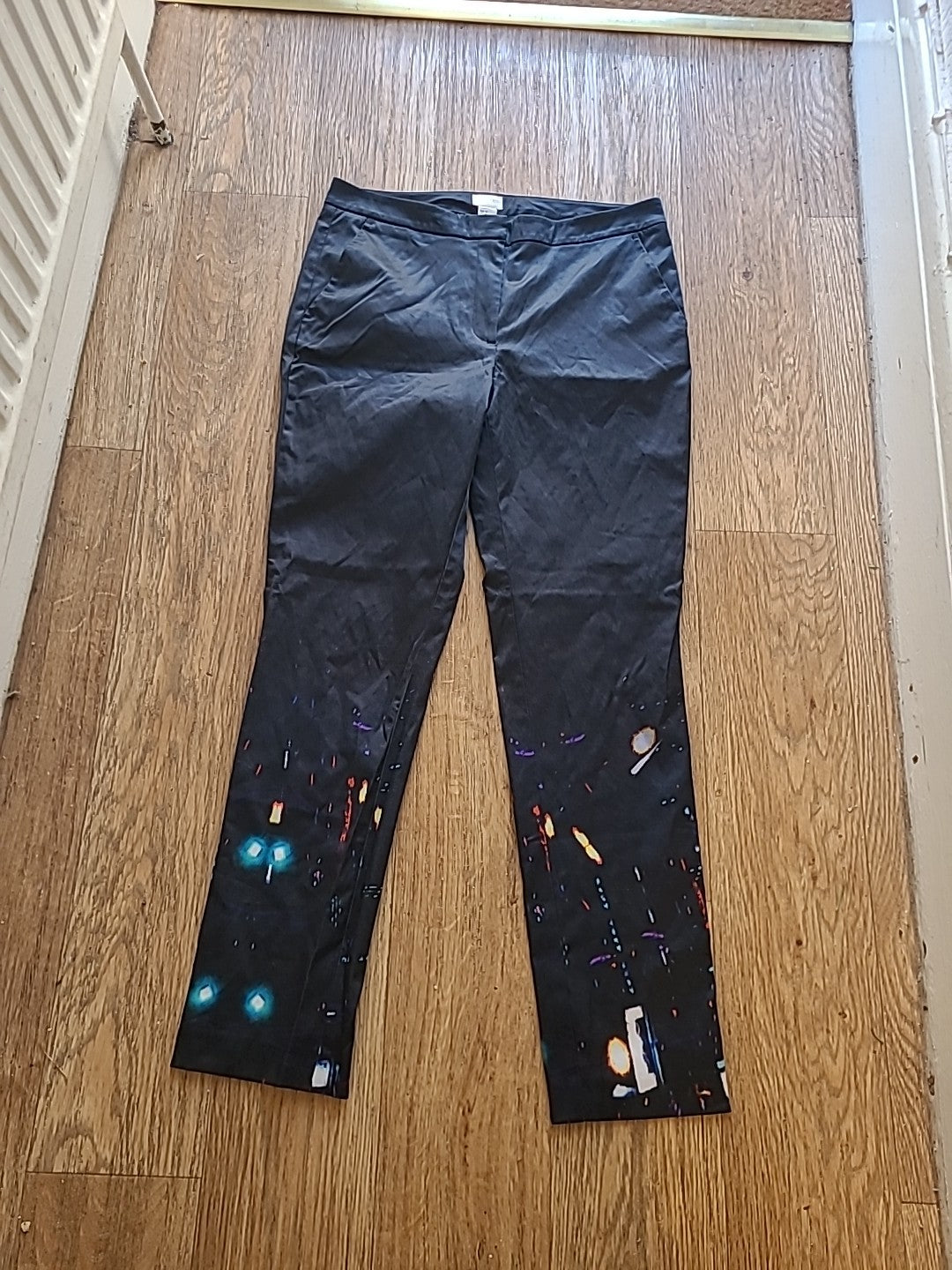 Ladies H+M Size 8-10 Black Detailed Trousers