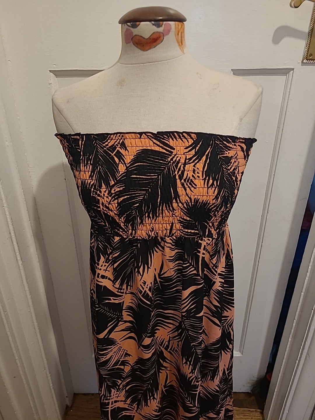 Ladies Papaya Beach Size 12-14 Orange/Black Bubble Hem Dress