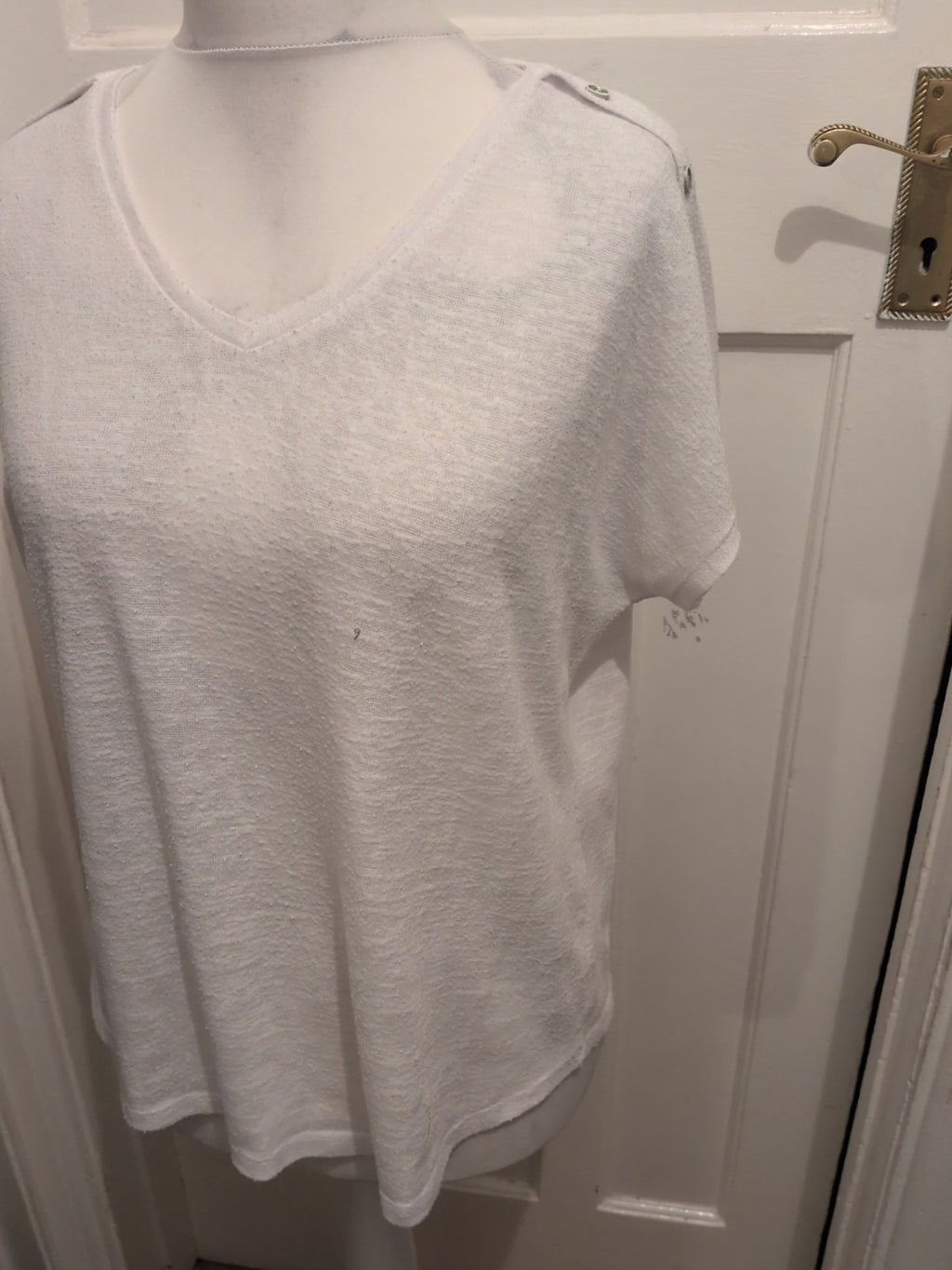 Suzanne Grae Large White Short Sleeve Blouse