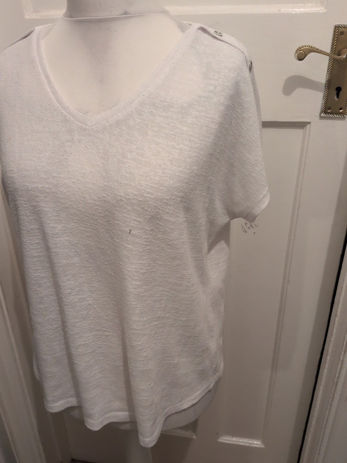 Suzanne Grae Large White Short Sleeve Blouse