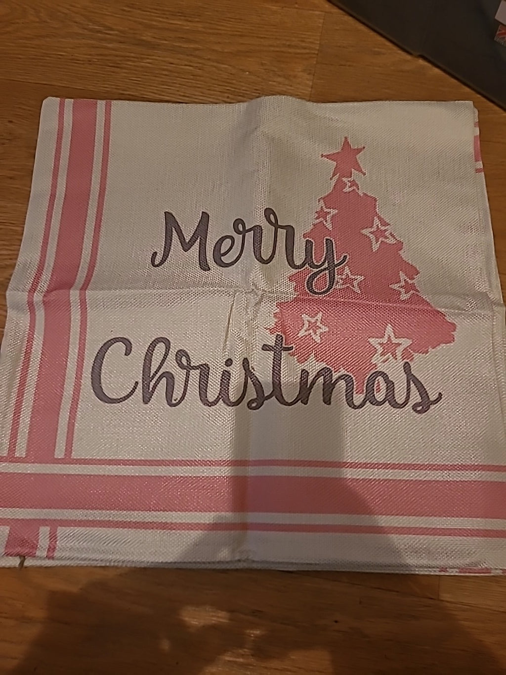 Brand New Pink And White Christmas "Merry Christmas" Cushion Covers Set Of 3