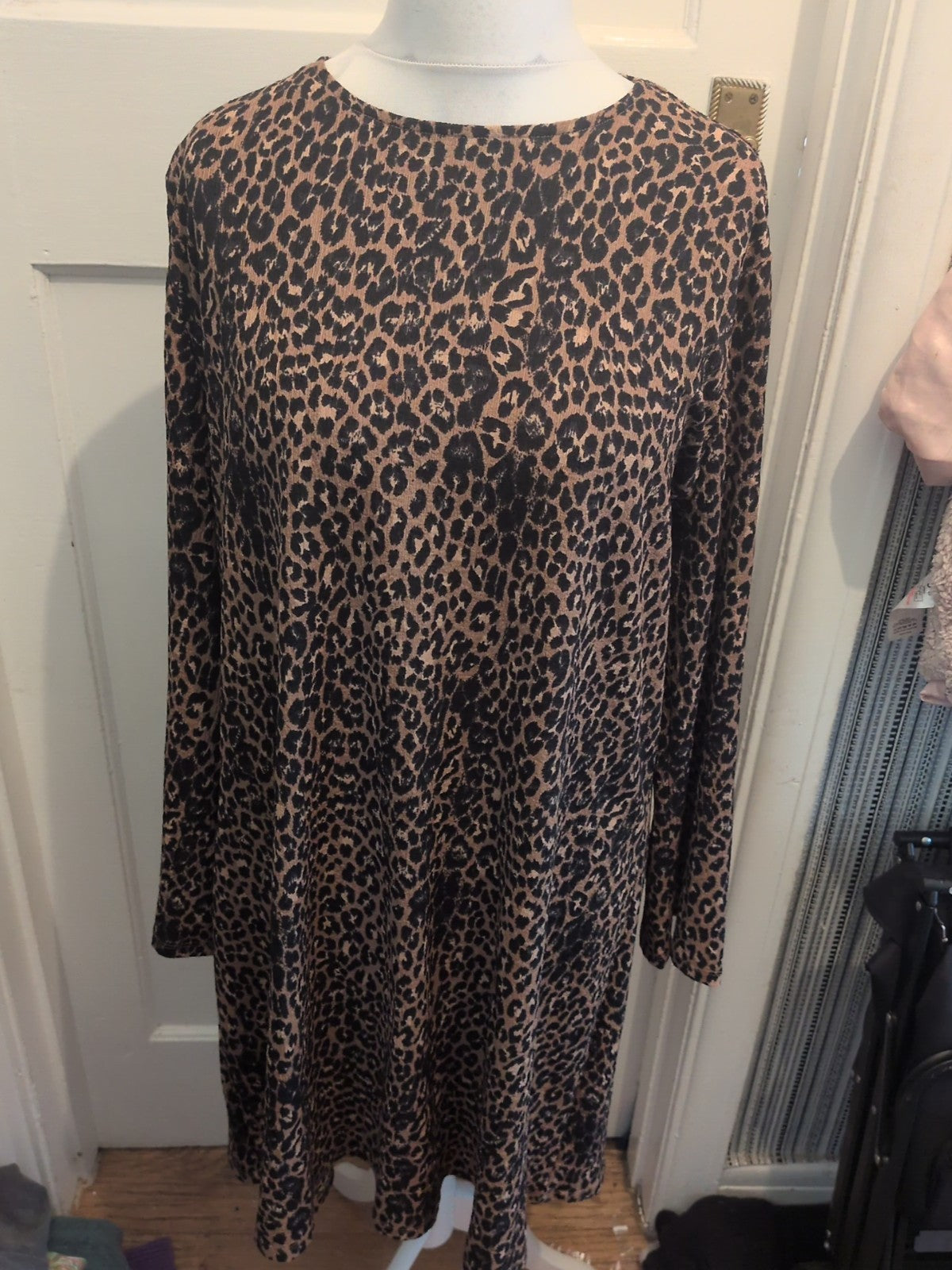 George 22 Leopard Print Long Sleeve Midi Dress