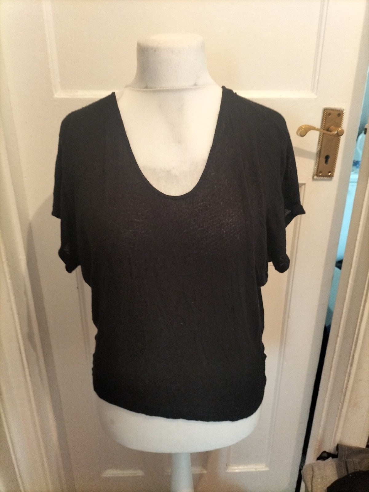 Ladies Michele Size M Black Bat Wing Blouse