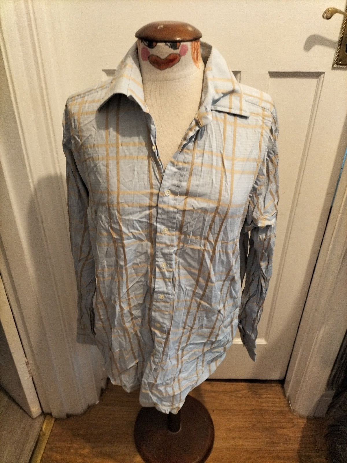 Mens Trotter & Deane Size 16" Blue/Gold Long Sleeved Shirt