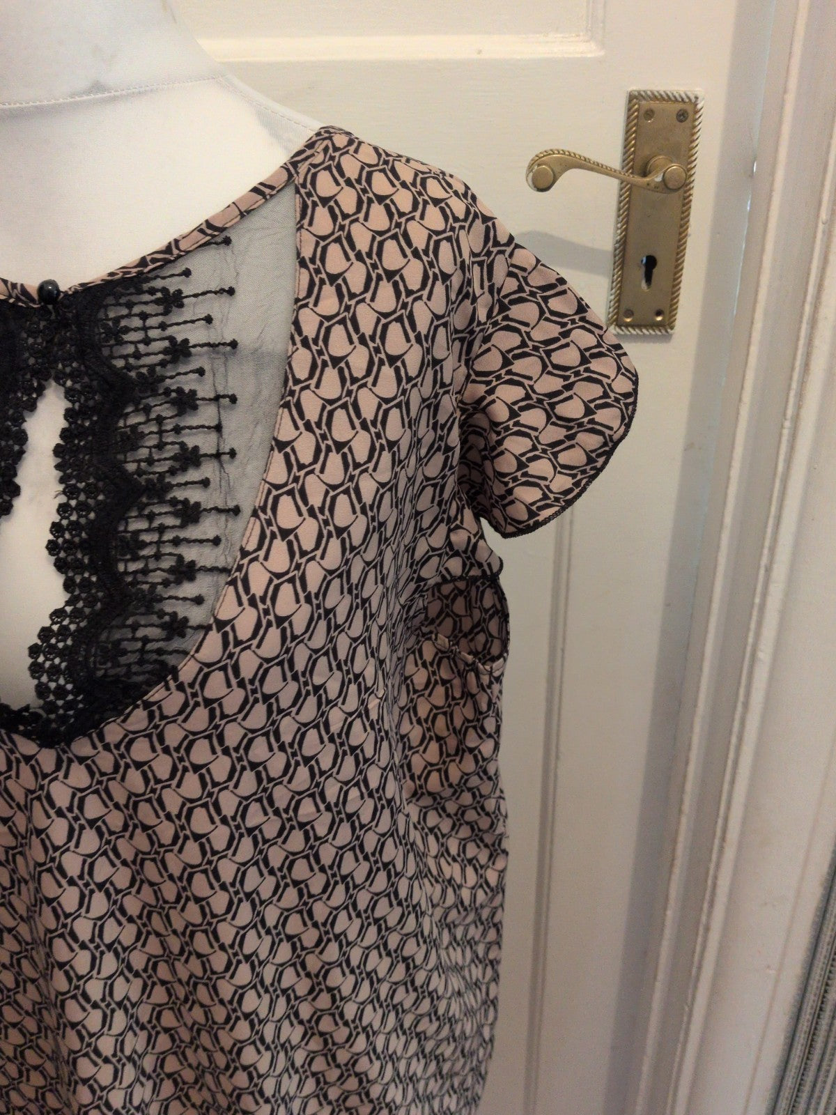 Shein Curve 3XL Pale Brown And Black Short Sleeve Dress
