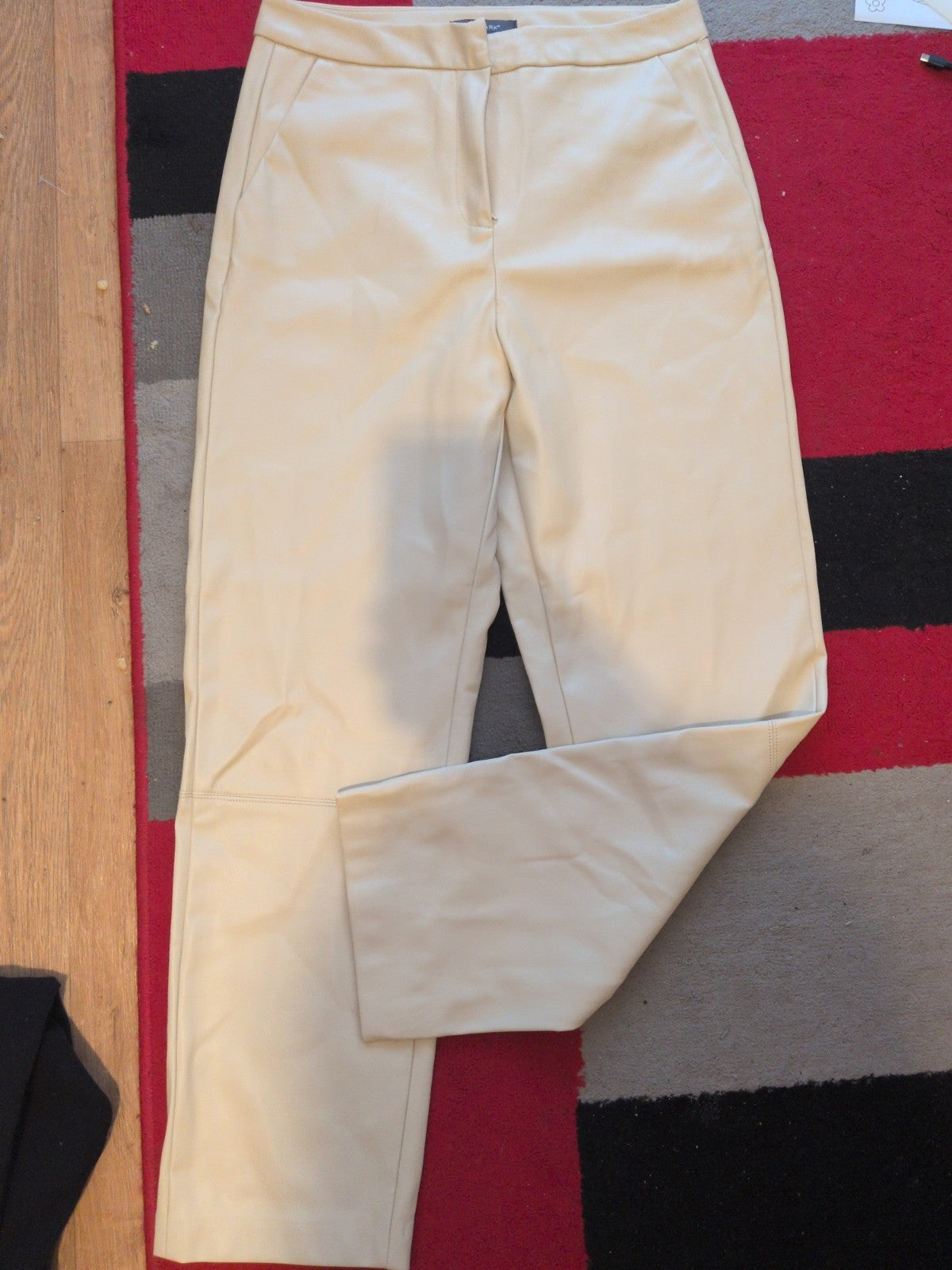 Primark 12 Cream Pleather Trousers