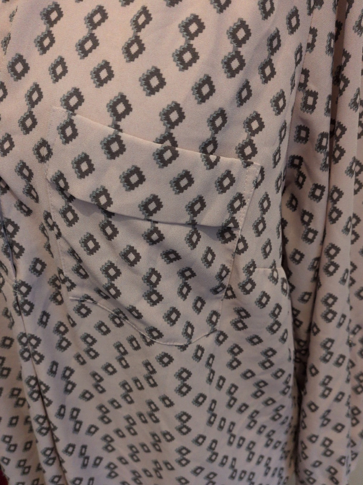 Ben De Lisi 18 Pink Patterned Long Sleeve Blouse
