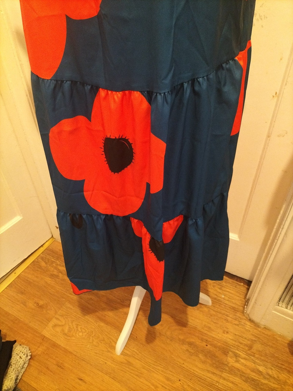 Ladies Shein Size XL Dark Teal And Orange Short Sleeved Dress