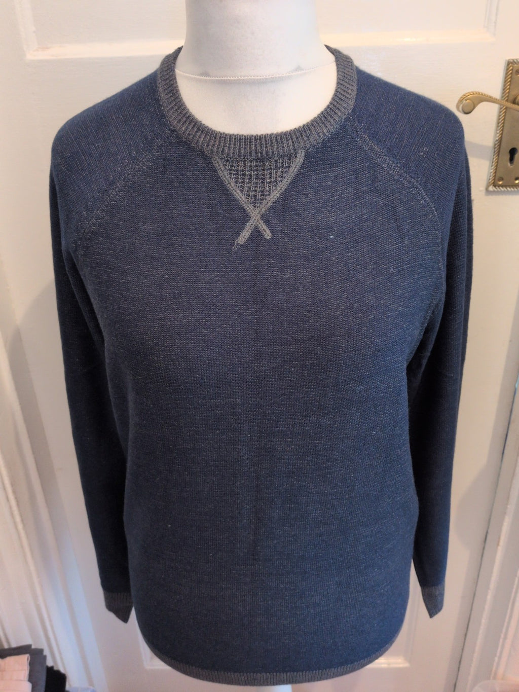 Easy M Navy And Grey Long Sleeve Pullover Jumper