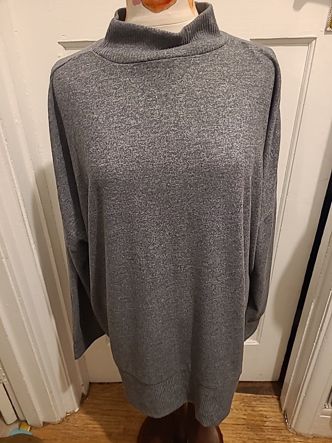 Ladies Papaya Size XL Grey Ribbed Hems Pullover Jumper