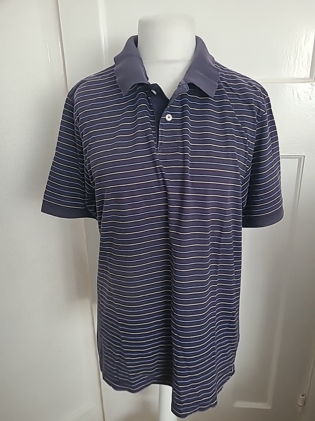 Mens Blue Harbour Size XL Navy Mix Striped Short Sleeved Polo Marked Neck
