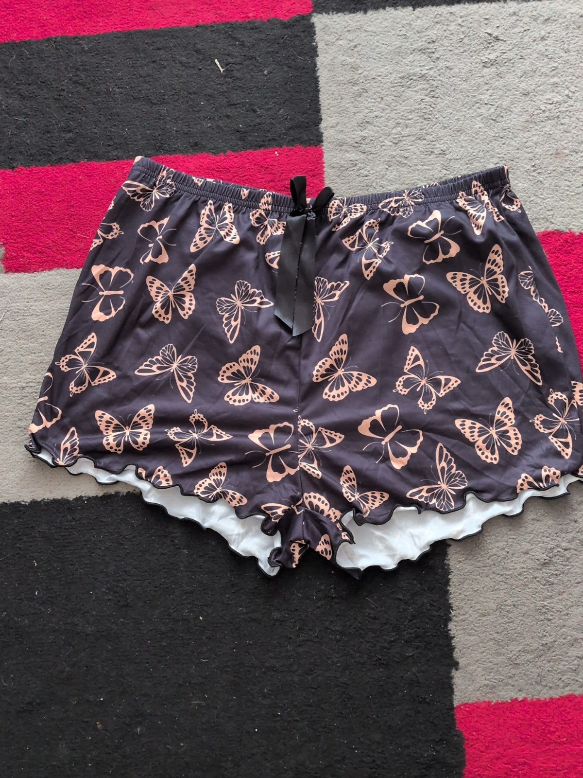 2XL Black And Brown Butterfly Pyjama Sleep Shorts