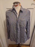 Mens Cedar Wood State Size Medium Blue And White Check Long Sleeve Shirt