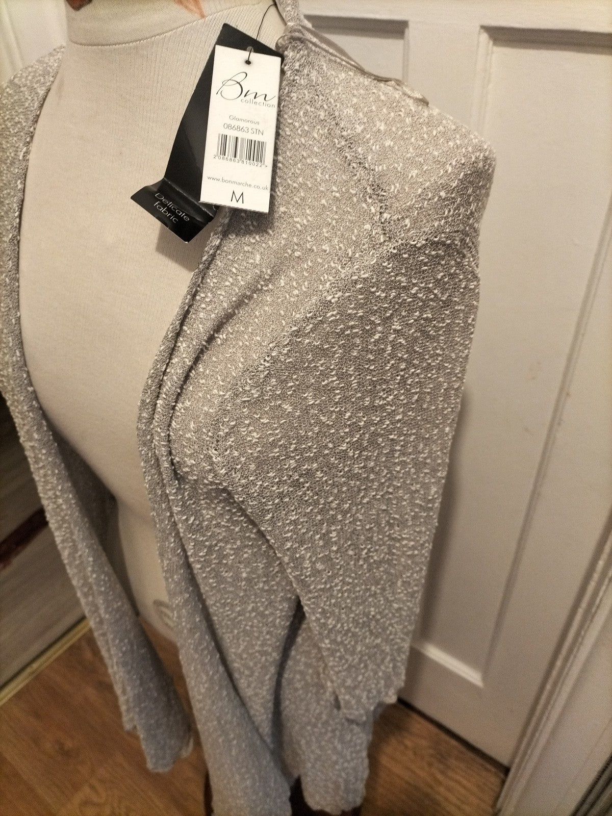 Brand New Ladies BM Collection Size Medium Grey Fleck Mid Sleeved Cardigan...