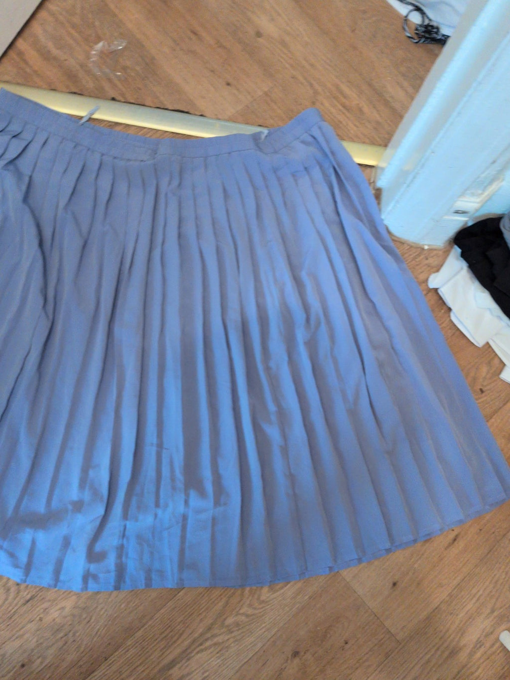 Sara Neal 26-28 Purple Pleat Midi Flare Elasticated Skirt