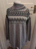 Ladies Pep&Co Size Large Grey High Neck Patterned Jumper