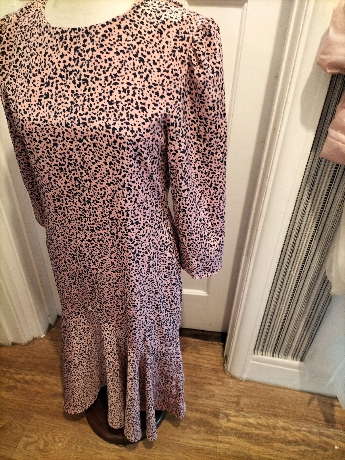 Ladies Karida London Size 12 Pink/Black Mid Sleeved Dress