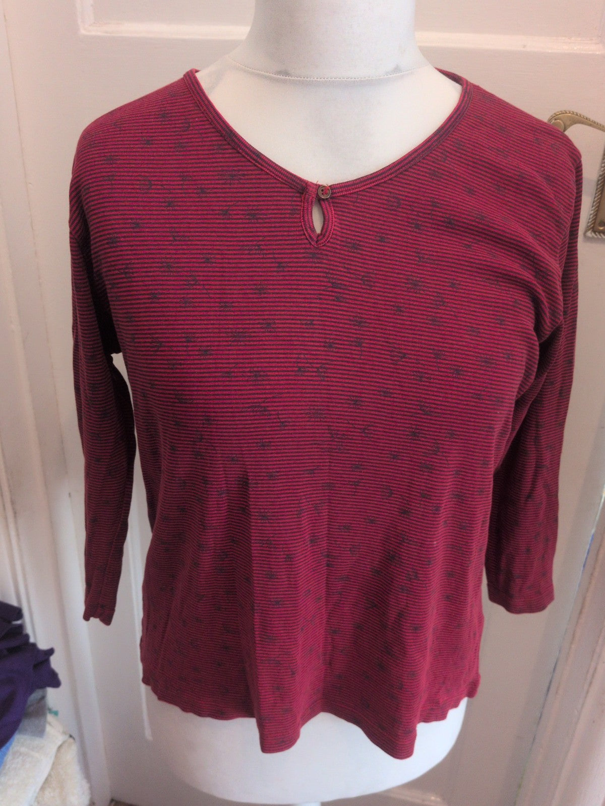 Isle 14-16 Red And Navy Stripe Long Sleeve Top