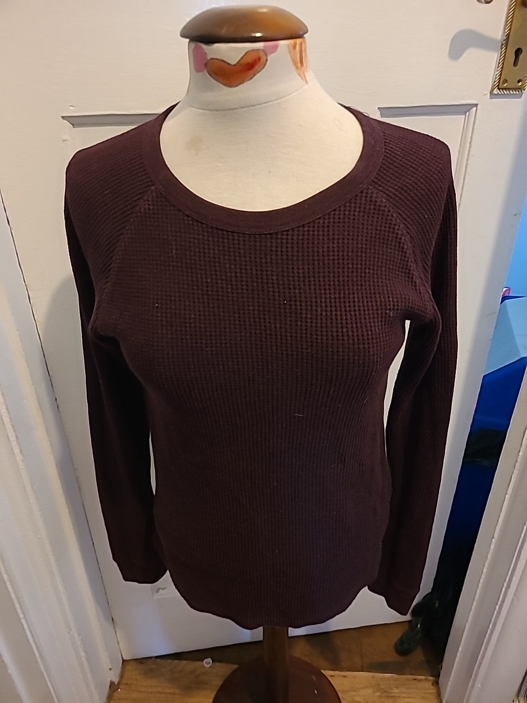 Mens Primark Size Medium Deep Purple Ribbed Long Sleeved Pullover Jumper