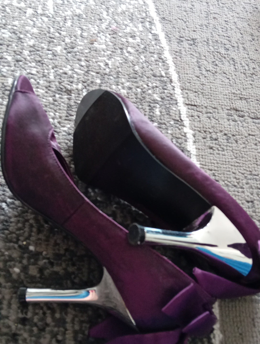 Ladies Purple Heeled Pep Toe Shoes Size 4 Newlook Free Delivery
