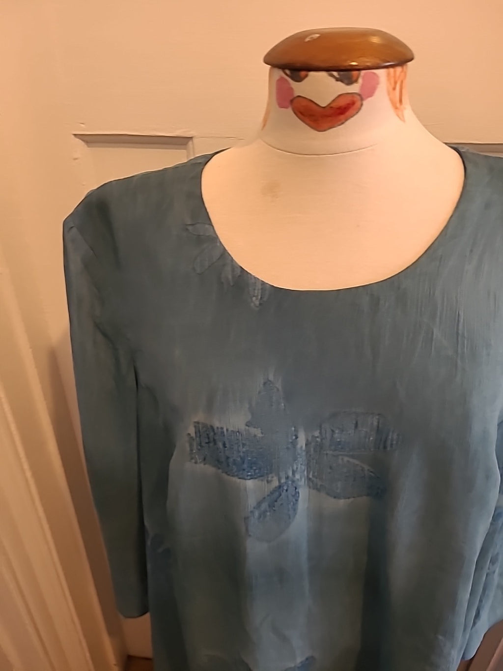 Ladies Size XL Blue Toned Lined Long Sleeved Dress