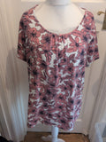 JD Williams 20 Purple Pink White Floral Short Sleeve Blouse T-shirt