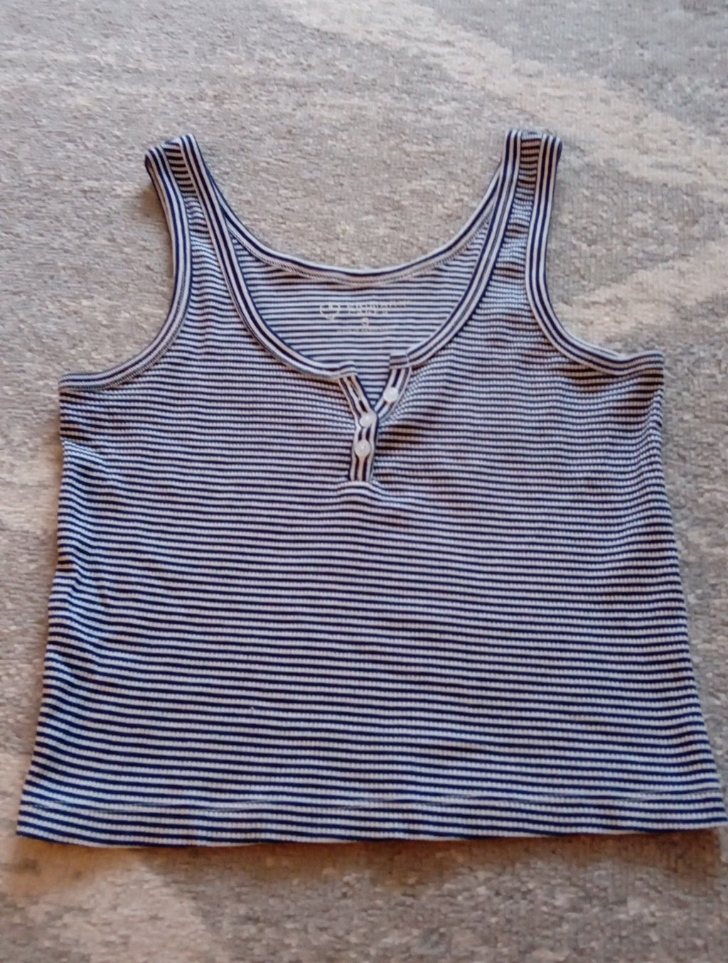 Ladies Size Small Sleeveless Top Navy/ White Stripe Primark