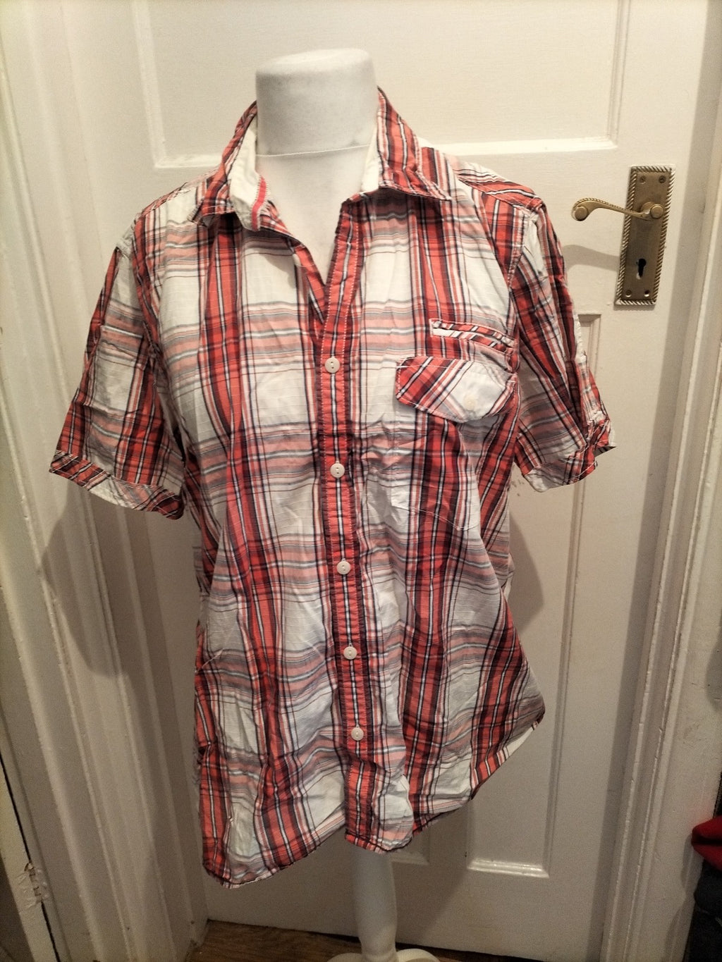 Mens North Coast Size XL Slim Fit Red And White Shirt