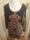 Ladies Stella Morgan Size 14 Brown And Black Long Sleeve Dress