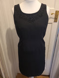 Ladies Dorothy Perkins Size 12 Black Sleeveless Dress With Patterned Neck Hem