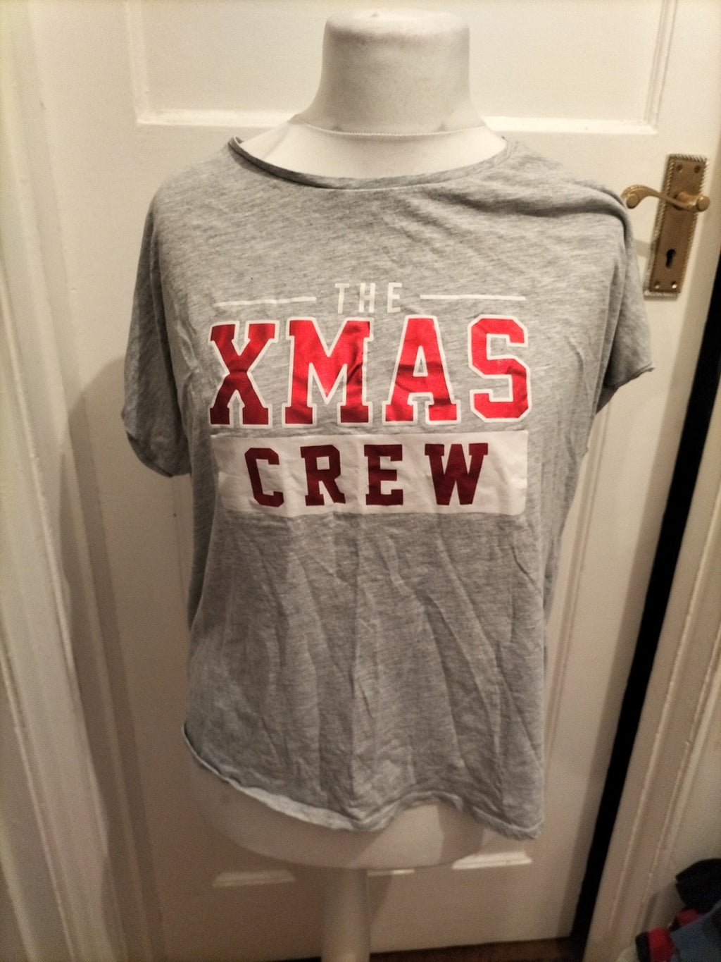 Papaya XL Grey Xmas Crew Short Sleeve Pyjama Top