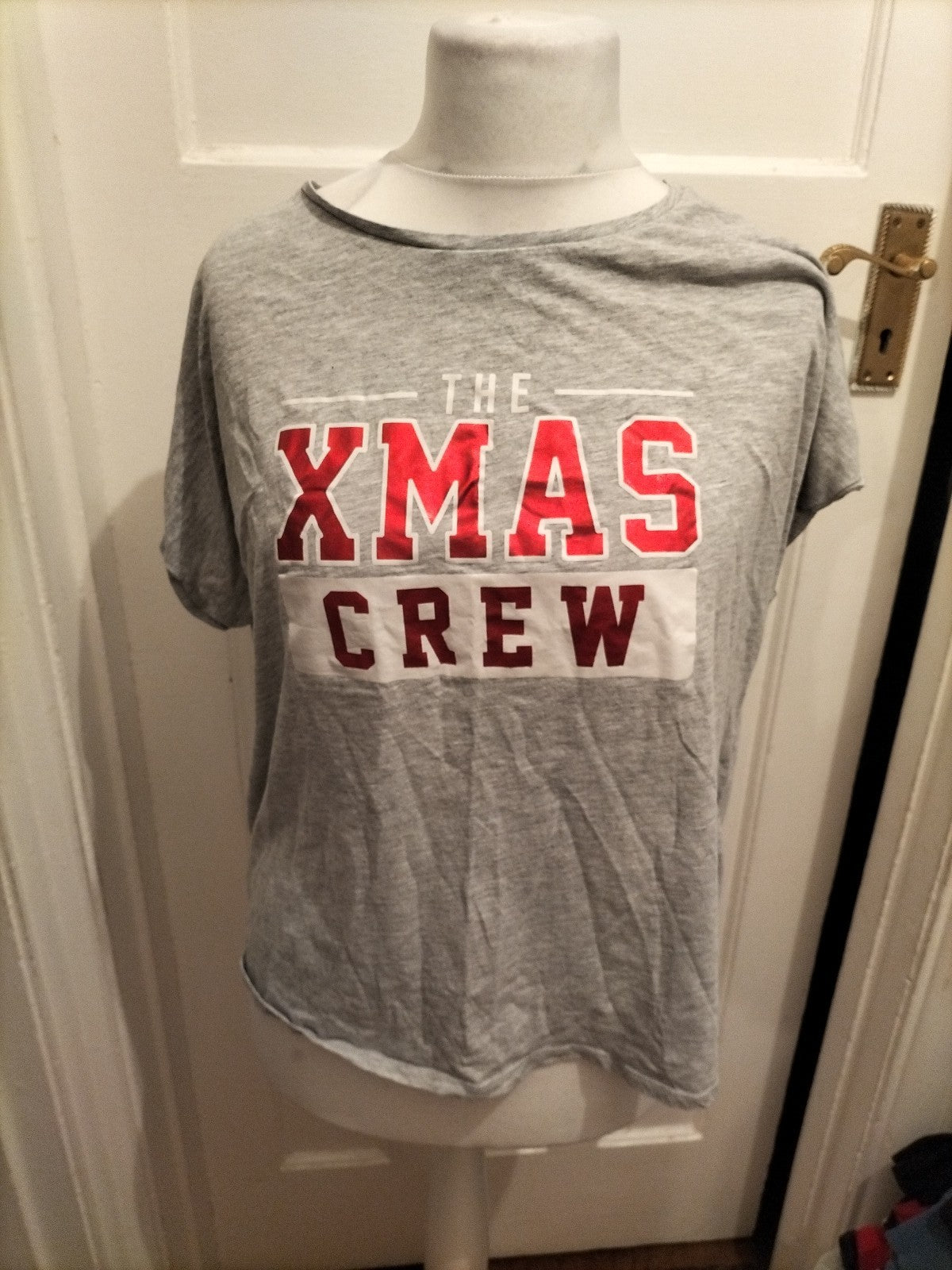 Papaya XL Grey Xmas Crew Short Sleeve Pyjama Top