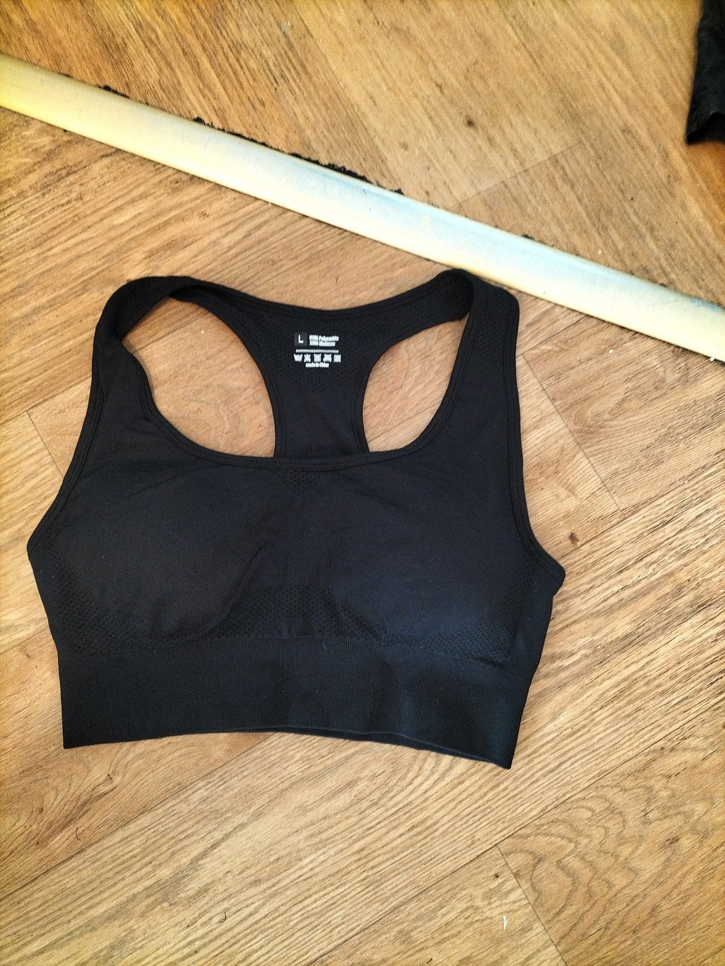 Large Black Padded Racer Sports Bra